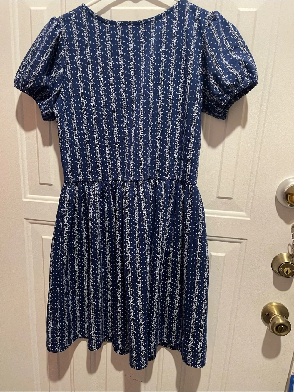 Polo Ralph Lauren Girls Navy Floral Stripe Puff-Sleeve Polo Dress Girls XL